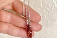 Garnet Earrings, Hill Tribe Fine Silver Earrings,  Garnet Threader Earrings, Valentine Gift, Long Dangle Earrings, Gemstone Earrings