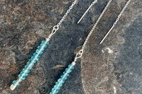 Apatite Earrings, Gemstone Earrings, Threader Earrings, Long Dangle Earrings, Gift for Her