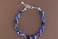 Sodalite Gemstone Bracelet, Sterling Silver Bracelet, Adjustable Bracelet