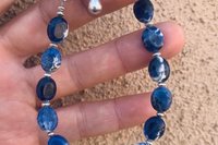 Sodalite Gemstone Bracelet, Sterling Silver Bracelet, Adjustable Bracelet