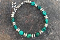 Men’s Turquoise Nugget Bracelet, Sterling Silver Bracelet, Adjustable Bracelet
