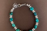 Men’s Turquoise Nugget Bracelet, Sterling Silver Bracelet, Adjustable Bracelet