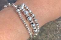 Sterling Silver Bracelet, Multistrand, Adjustable Bracelet, Southwestern Bracelet, Beaded Bracelet