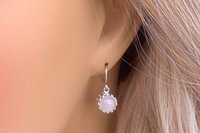 Rose Quartz Earrings, Sterling Silver Earrings, Gemstone Earrings, Sterling Silver Bezel Earrings.