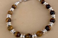 Men’s Tiger Eye Bracelet, Sterling Silver Bracelet, Gemstone Bracelet, Gift for Him