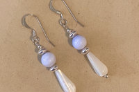 Turquoise Earrings, Mother of Pearl Earrings, Sterling Silver Earrings