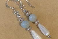 Turquoise Earrings, Mother of Pearl Earrings, Sterling Silver Earrings