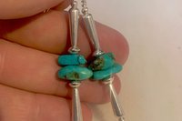Turquoise Earrings, Sterling Silver Earrings, Gemstone Earrings, Southwestern Earrings, Long Dangle Earrings