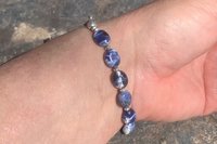 Sodalite Gemstone Bracelet, Sterling Silver Bracelet, Adjustable Bracelet
