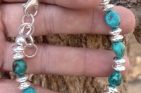 Men’s Turquoise Nugget Bracelet, Sterling Silver Bracelet, Adjustable Bracelet