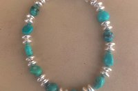 Men’s Turquoise Nugget Bracelet, Sterling Silver Bracelet, Adjustable Bracelet