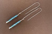 Apatite Earrings, Gemstone Earrings, Threader Earrings, Long Dangle Earrings, Gift for Her