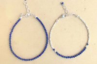 Lapis Lazuli Bracelet, Dainty Gemstone Bracelet, Karen Hill Tribe Silver Bracelet