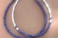 Lapis Lazuli Bracelet, Dainty Gemstone Bracelet, Karen Hill Tribe Silver Bracelet