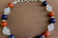 4th of July Bracelet, Patriotic Red White Blue Bracelet, Gemstone and Sterling Silver Bracelet