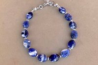 Sodalite Gemstone Bracelet, Sterling Silver Bracelet, Adjustable Bracelet
