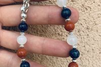 4th of July Bracelet, Patriotic Red White Blue Bracelet, Gemstone and Sterling Silver Bracelet