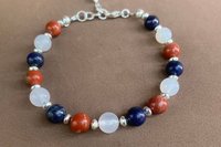 4th of July Bracelet, Patriotic Red White Blue Bracelet, Gemstone and Sterling Silver Bracelet