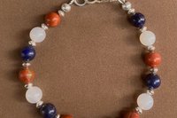4th of July Bracelet, Patriotic Red White Blue Bracelet, Gemstone and Sterling Silver Bracelet