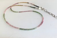 Tourmaline Necklace, Multicolored and Black 16” Tiny Tourmaline Necklace, Faceted Gemstone Necklaces