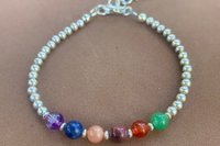 Multi Gemstone Bracelet, Sterling Silver Bracelet, Stacking Bracelet, Minimalist Jewelry