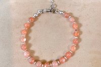 Rose Quartz Gemstone Bracelet, Sterling Silver Bracelet, Adjustable Bracelet
