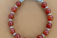 Botswana Agate and Sterling Silver Bracelet, Adjustable, Beaded Gemstone Bracelet
