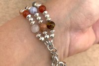 Mixed Gemstone Bracelet, Sterling Silver Bracelet, Multistrand Bracelet