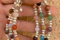 Mixed Gemstone Bracelet, Sterling Silver Bracelet, Multistrand Bracelet