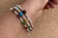 Mixed Gemstone Bracelet, Sterling Silver Bracelet, Multistrand Bracelet