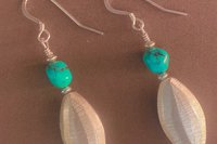 Turquoise Earrings, Hill Tribe Fine Silver Earrings, Turquoise Nugget Earrings, Long Dangle Earrings