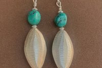 Turquoise Earrings, Hill Tribe Fine Silver Earrings, Turquoise Nugget Earrings, Long Dangle Earrings