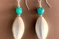 Turquoise Earrings, Hill Tribe Fine Silver Earrings, Turquoise Nugget Earrings, Long Dangle Earrings