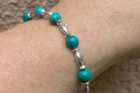 Turquoise and Sterling Silver Bracelet, Minimalist Turquoise Bracelet, Southwestern Jewelry