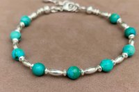 Turquoise and Sterling Silver Bracelet, Minimalist Turquoise Bracelet, Southwestern Jewelry