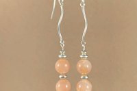 Gemstone Earrings, Sunstone Earrings, Sterling Silver Earrings, Long Dangle Earrings.