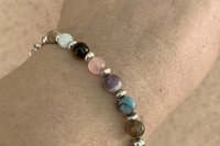 Multi Stone Gemstone Bracelet, Sterling Silver Bracelet, Adjustable Bracelet