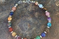 Multi Stone Gemstone Bracelet, Sterling Silver Bracelet, Adjustable Bracelet