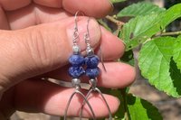 Sodalite Gemstone Earrings, Sterling Silver Teardrop Earrings, Long Dangle Earrings