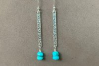 Turquoise Earrings, Sterling Silver Dainty Earrings, Dangle Earrings