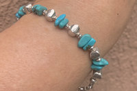 Turquoise Chip Bracelet, Sterling Silver Bracelet, Southwestern Style Bracelet, Turquoise Jewelry