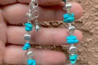 Turquoise Chip Bracelet, Sterling Silver Bracelet, Southwestern Style Bracelet, Turquoise Jewelry