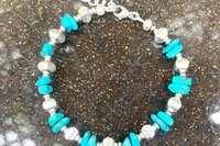 Turquoise Chip Bracelet, Sterling Silver Bracelet, Southwestern Style Bracelet, Turquoise Jewelry