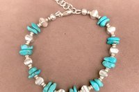 Turquoise Chip Bracelet, Sterling Silver Bracelet, Southwestern Style Bracelet, Turquoise Jewelry