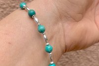 Turquoise and Sterling Silver Bracelet, Minimalist Turquoise Bracelet, Southwestern Jewelry