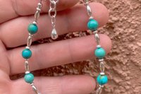 Turquoise and Sterling Silver Bracelet, Minimalist Turquoise Bracelet, Southwestern Jewelry