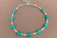 Turquoise and Sterling Silver Bracelet, Minimalist Turquoise Bracelet, Southwestern Jewelry