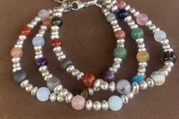 Mixed Gemstone Bracelet, Sterling Silver Bracelet, Multistrand Bracelet