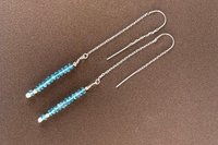 Garnet Earrings, Hill Tribe Fine Silver Earrings,  Garnet Threader Earrings, Valentine Gift, Long Dangle Earrings, Gemstone Earrings