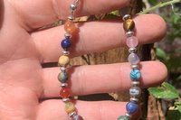 Multi Stone Gemstone Bracelet, Sterling Silver Bracelet, Adjustable Bracelet